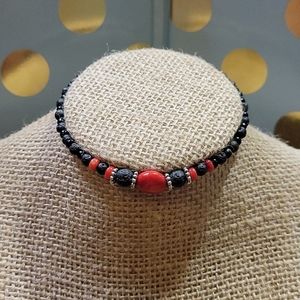 Bamboo Coral and Lava Bead Aromatherapy Bracelet